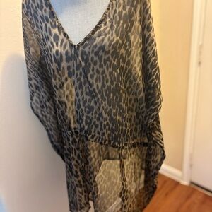 Leopard Print Sheer Swim Coverup